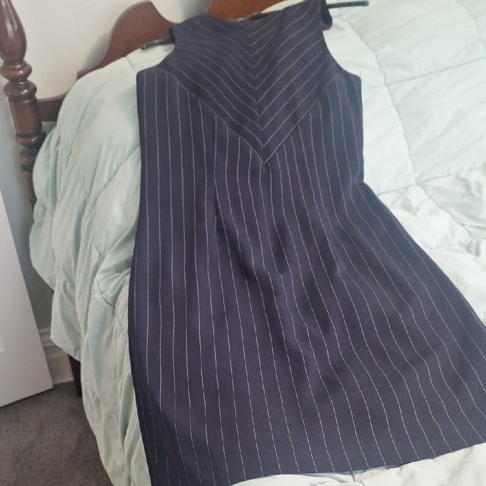 Nina Leonard Blue Pinstripe Dress. Lined Inside.